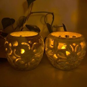 Marble Soapstone Candle Holders from India